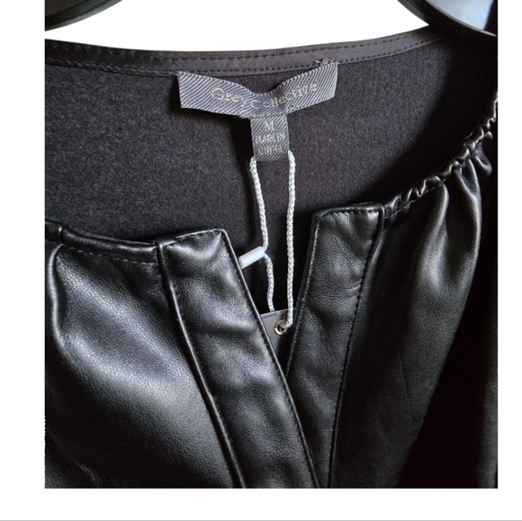 Grey Collective Short Sleeve Black Faux Leather Ruffled Mini Dress - Picture 6 of 13